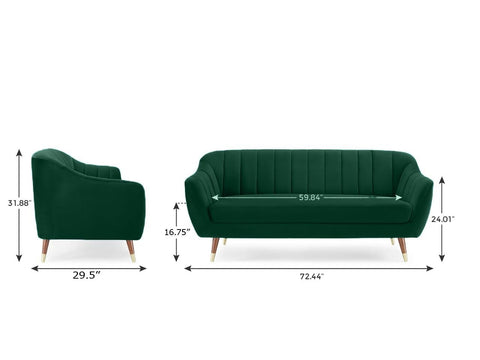 Emerald Oasis | Channel-Tufted Velvet Couch, Modern Luxe