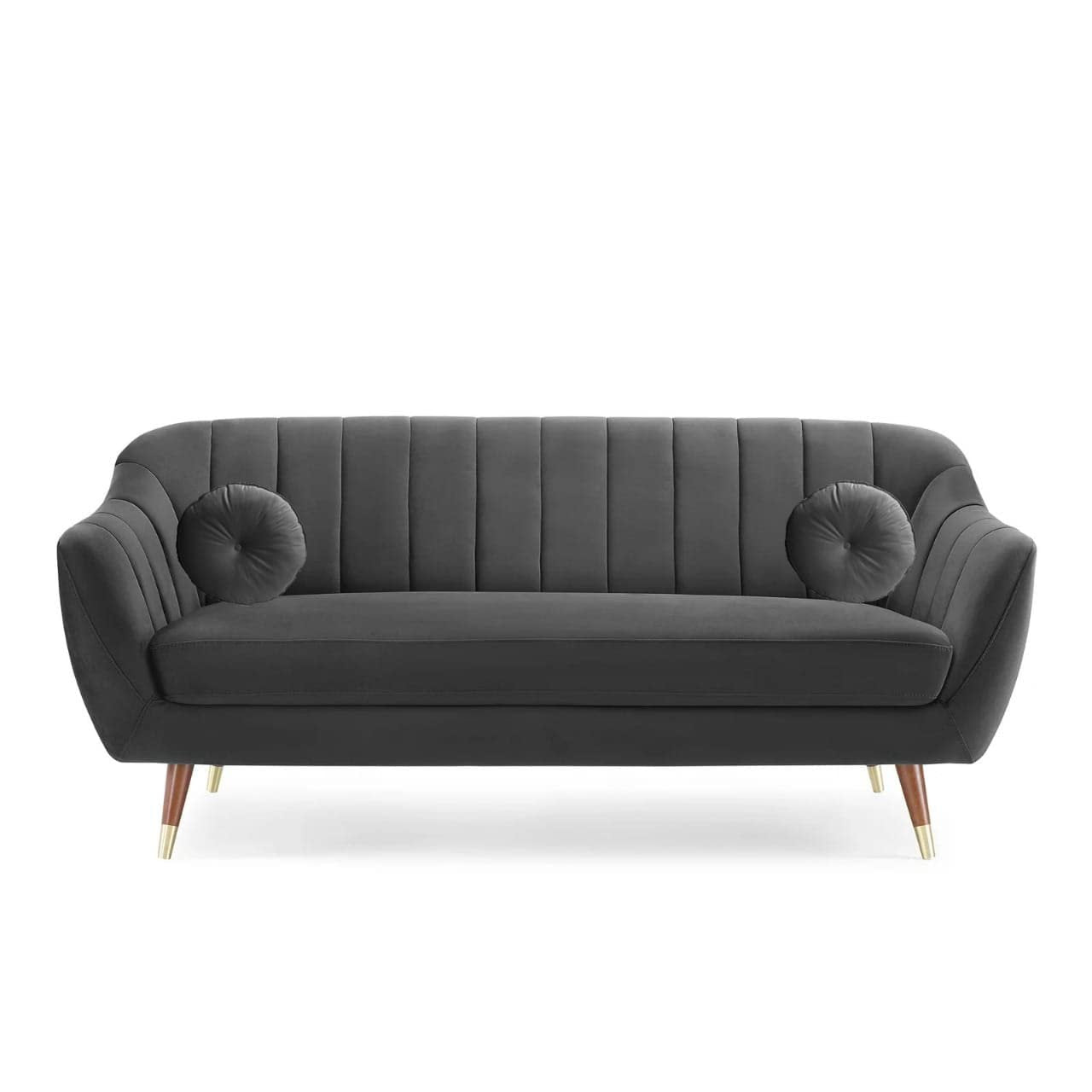 Slate Luxe | Channel-Tufted Velvet Sofa, Dark Gray Elegance