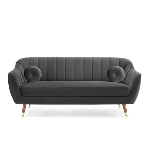 Slate Luxe | Channel-Tufted Velvet Sofa, Dark Gray Elegance