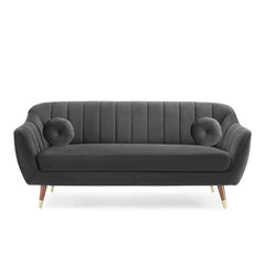 Slate Luxe | Channel-Tufted Velvet Sofa, Dark Gray Elegance