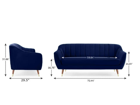 Royal Serenity | Channel-Tufted Velvet Sofa, Deep Blue Elegance