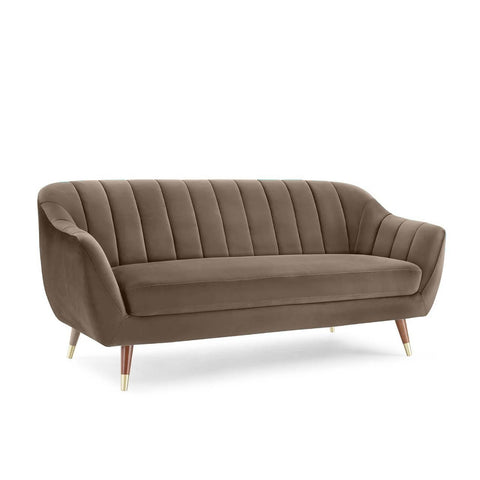 Espresso Luxe | Channel-Tufted Velvet Couch, Modern Glam