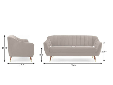 Pearl Essence | Luxe Channel-Tufted Velvet Sofa, Light Beige
