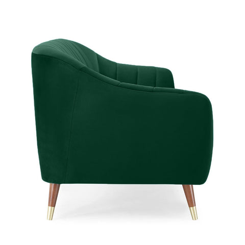 Emerald Oasis | Channel-Tufted Velvet Couch, Modern Luxe