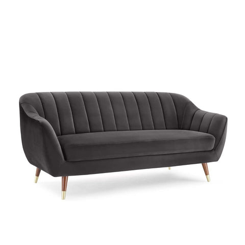 Slate Luxe | Channel-Tufted Velvet Sofa, Dark Gray Elegance