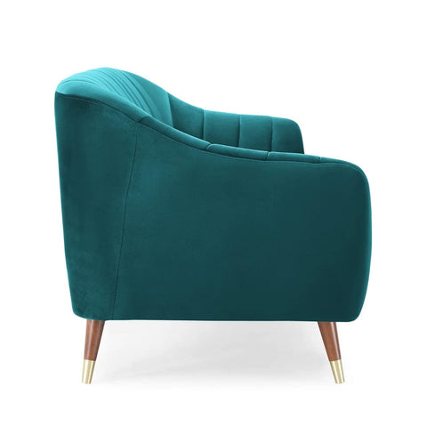 Teal Tranquility | Channel-Tufted Velvet Couch, Modern Elegance