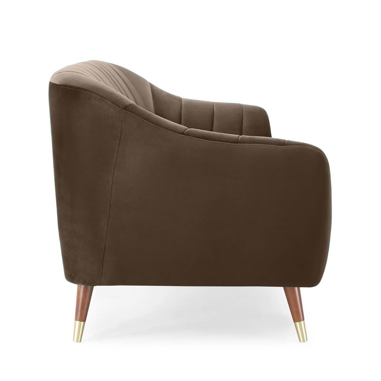 Espresso Luxe | Channel-Tufted Velvet Couch, Modern Glam