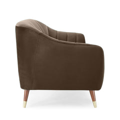 Espresso Luxe | Channel-Tufted Velvet Couch, Modern Glam