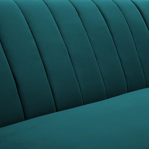 Teal Tranquility | Channel-Tufted Velvet Couch, Modern Elegance