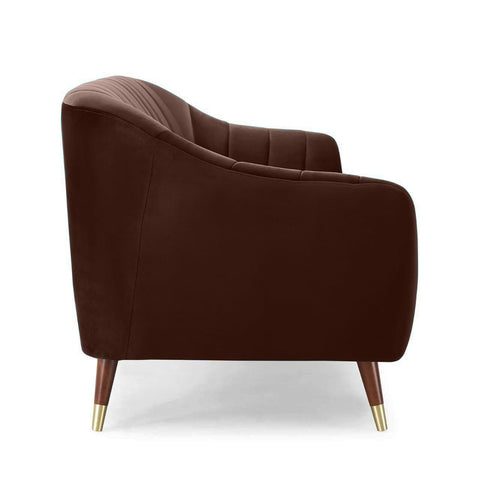 Chocolate Luxury | Velvet Channel-Tufted Sofa, Mid-Century Modern
