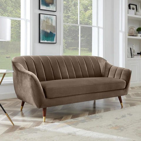 Espresso Luxe | Channel-Tufted Velvet Couch, Modern Glam