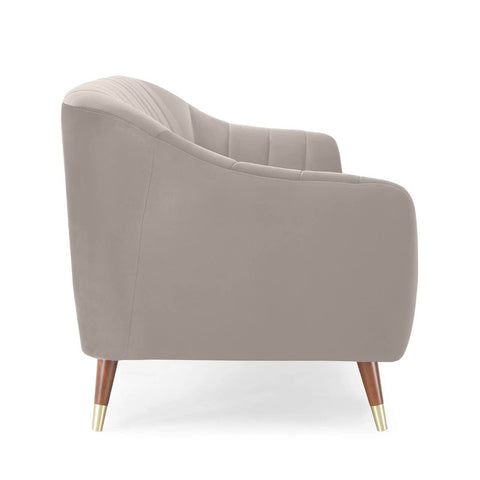 Pearl Essence | Luxe Channel-Tufted Velvet Sofa, Light Beige