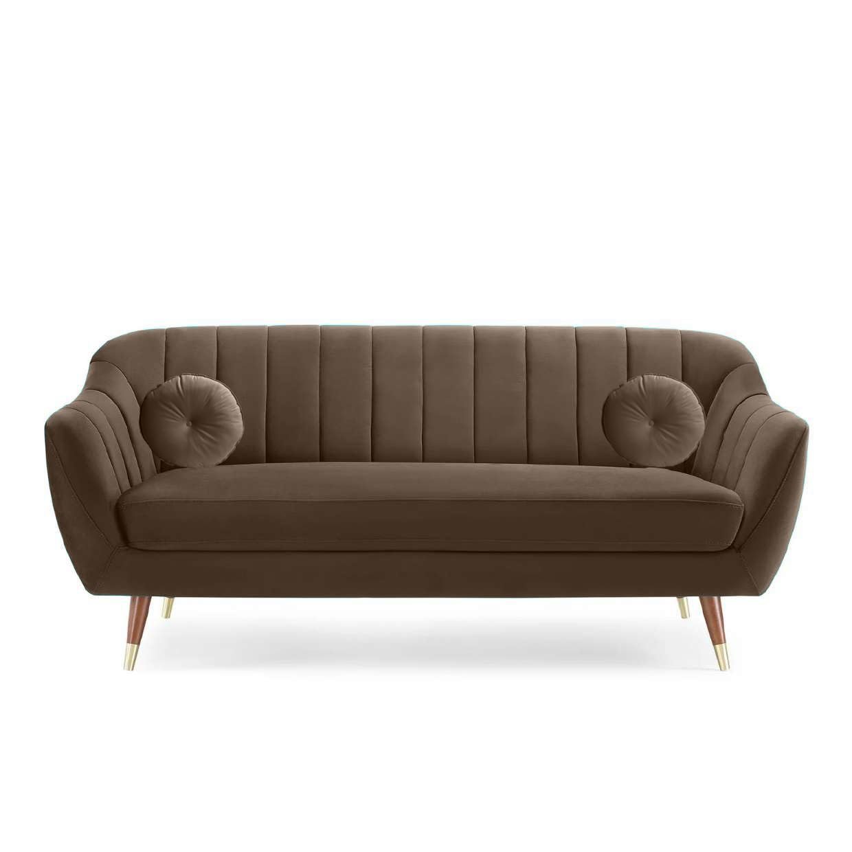 Espresso Luxe | Channel-Tufted Velvet Couch, Modern Glam