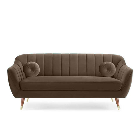 Espresso Luxe | Channel-Tufted Velvet Couch, Modern Glam