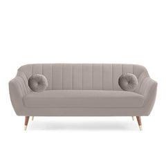 Pearl Essence | Luxe Channel-Tufted Velvet Sofa, Light Beige