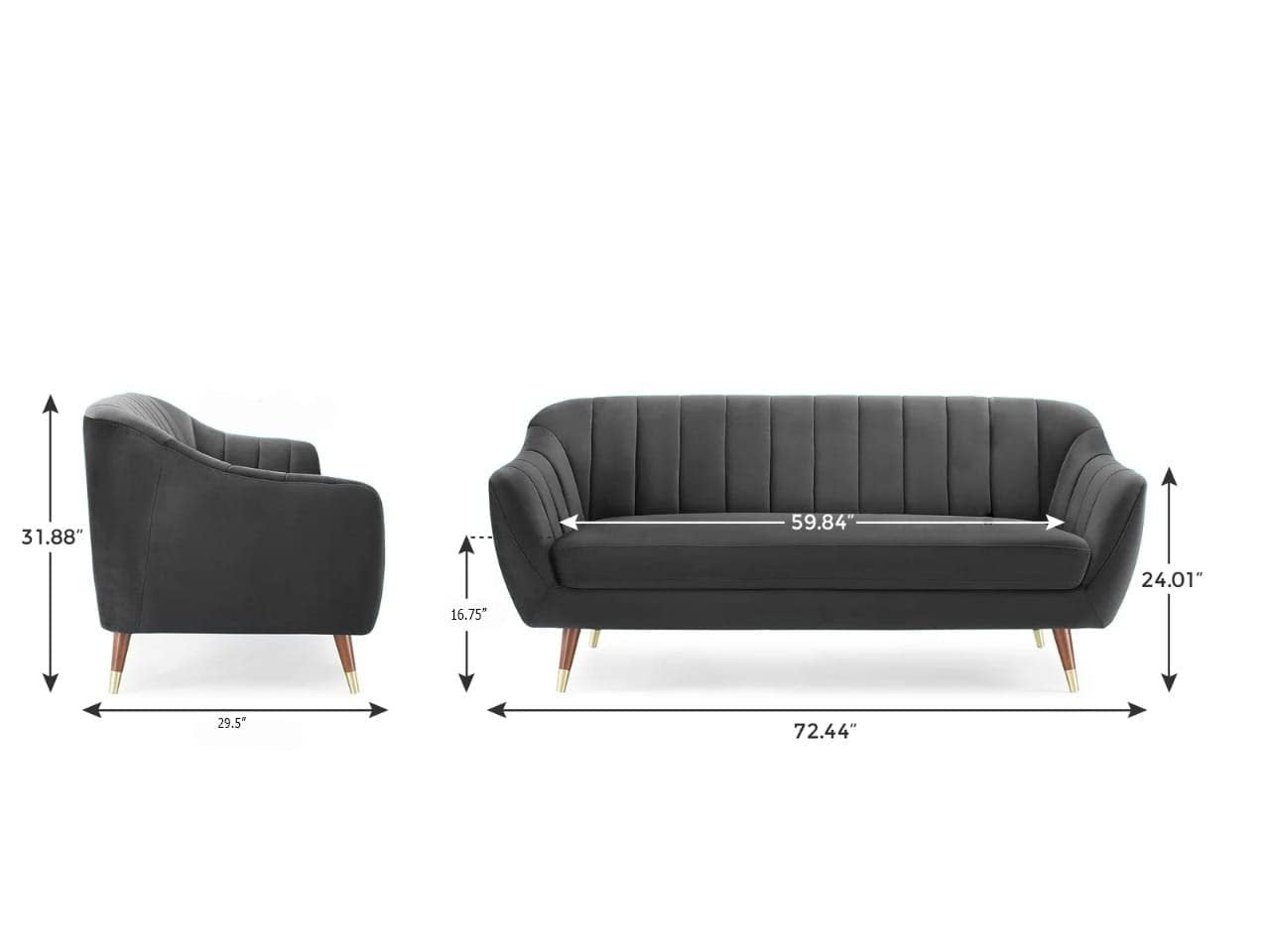 Slate Luxe | Channel-Tufted Velvet Sofa, Dark Gray Elegance