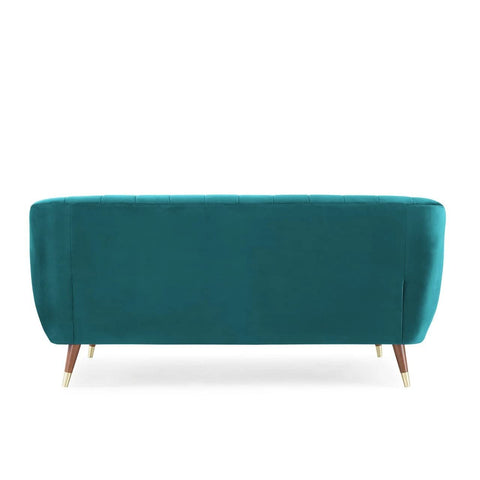 Teal Tranquility | Channel-Tufted Velvet Couch, Modern Elegance