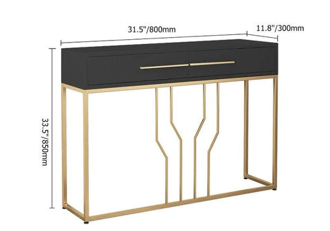 E-Furniture Rome Console Table glossy black and gold