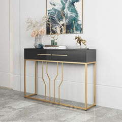 E-Furniture Rome Console Table glossy white and gold