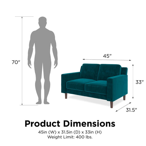 E-Furniture Albuquerque Couch | 2 Seater Couch In Blue Colour - E-FURNITURE