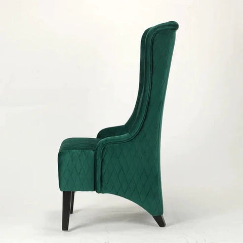 Emerald Enclave | Windsor Quilted Wingback Armchair, Dark Green