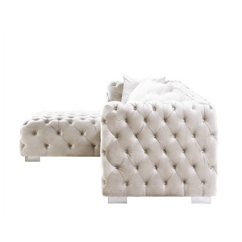 Luxe Living | Valencia Tufted L-Shaped Sectional Sofa, Cream