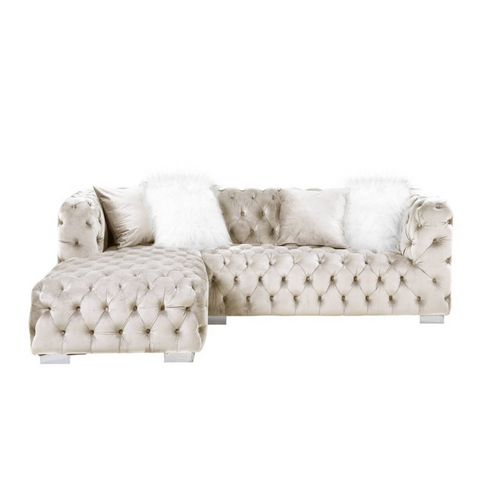 Luxe Living | Valencia Tufted L-Shaped Sectional Sofa, Cream