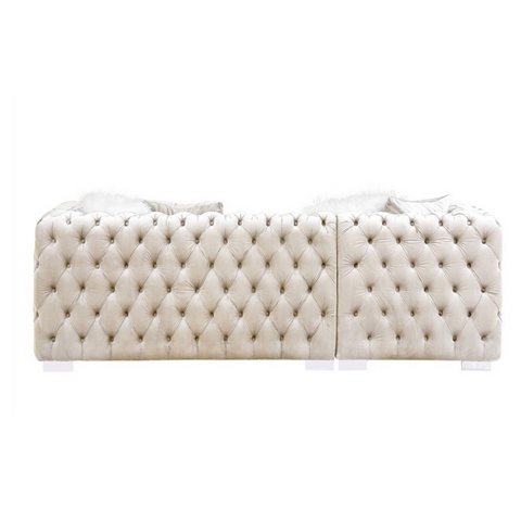 Luxe Living | Valencia Tufted L-Shaped Sectional Sofa, Cream