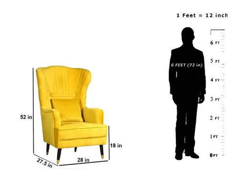 Sunshine Elegance | Marigold Wingback Armchair, Bright Yellow