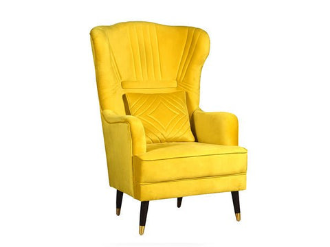 Sunshine Elegance | Marigold Wingback Armchair, Bright Yellow