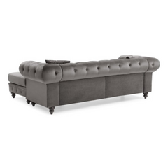 Urban Comfort | Chesterfield Elegance L-Shaped Sectional Sofa, Dove Gray