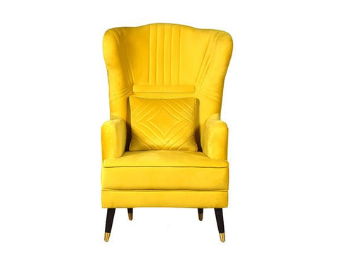 Sunshine Elegance | Marigold Wingback Armchair, Bright Yellow