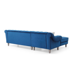 Celestial Comfort | Orion Tufted L-Shaped Sectional Sofa, Azure Blue