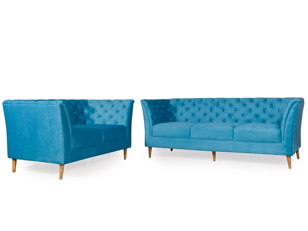 Sapphire Elegance | Regency 3+2 Sofa Set, Deep Blue