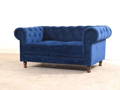 Majestic Azure | Chesterfield 3+2 Sofa Set, Blue Velvet