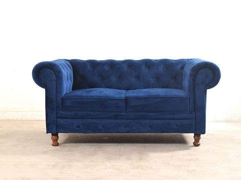 Majestic Azure | Chesterfield 3+2 Sofa Set, Blue Velvet