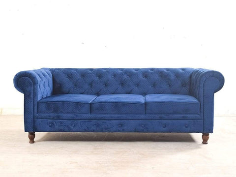 Majestic Azure | Chesterfield 3+2 Sofa Set, Blue Velvet