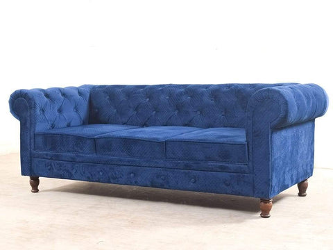 Majestic Azure | Chesterfield 3+2 Sofa Set, Blue Velvet