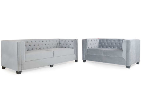 Urban Comfort | Bellevue Tufted 3+2 Sofa Set, Grey