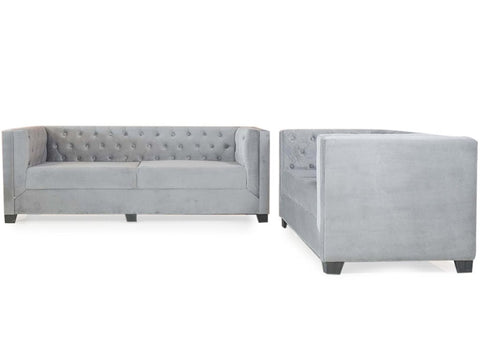 Urban Comfort | Bellevue Tufted 3+2 Sofa Set, Grey