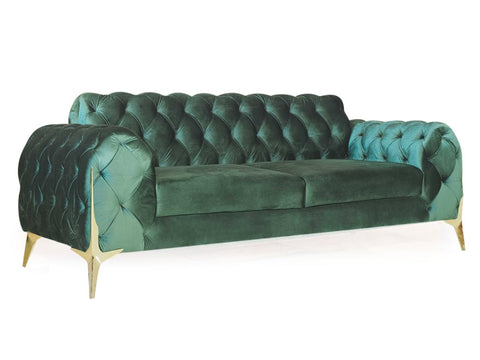 Emerald Gem | Chesterfield 3+2 Sofa Set, Green Velvet