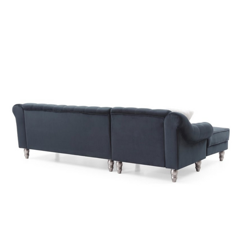 Celestial Comfort | Orion Tufted L-Shaped Sectional Sofa, Azure Ash