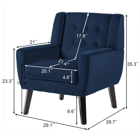 Indigo Luxe | Skyline High-Back Tufted Armchair, Dark Blue