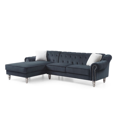 Celestial Comfort | Orion Tufted L-Shaped Sectional Sofa, Azure Ash