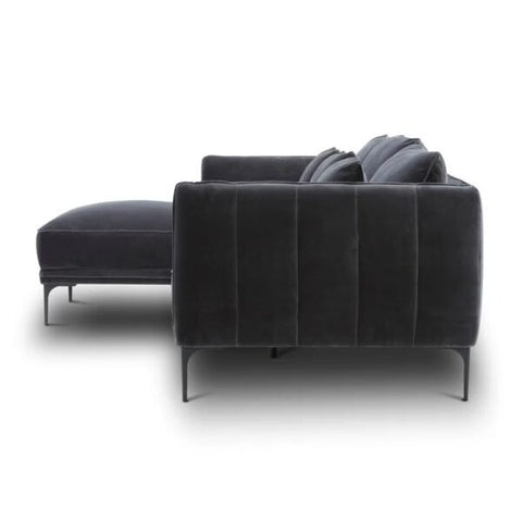 Urban Loft | Meridian Modern L-Shaped Sectional Sofa, Slate Gray