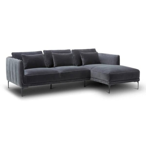 Urban Loft | Meridian Modern L-Shaped Sectional Sofa, Slate Gray