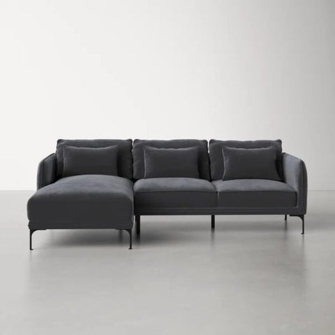 Urban Loft | Meridian Modern L-Shaped Sectional Sofa, Slate Gray