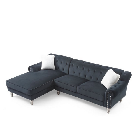 Celestial Comfort | Orion Tufted L-Shaped Sectional Sofa, Azure Ash