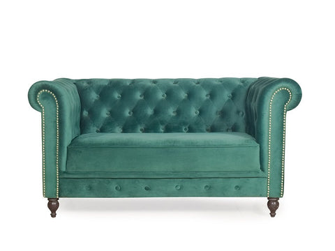 Emerald Opulence | Chesterfield 3+2 Sofa Set, Green Velvet