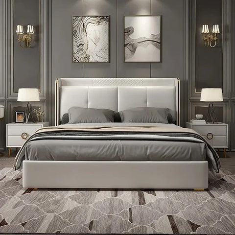 E-Furniture | Tranquil Dreams Upholstered King Size Bed, Misty Blue